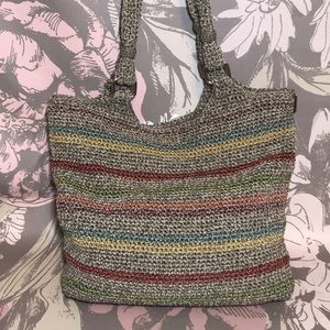 The SAK Brand Crocheted Striped Shoulder Purse Bag